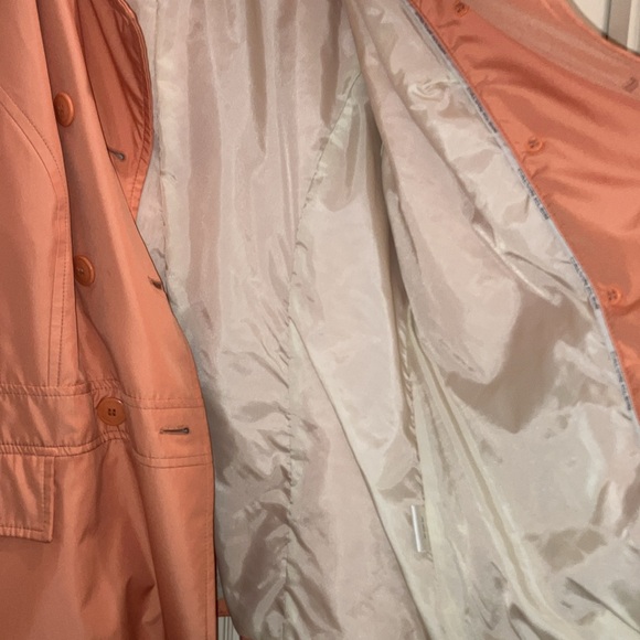 Calvin Klein Coral Double Breasted Lined Trench Rain Jacket Women Large Trench - Picture 8 of 8